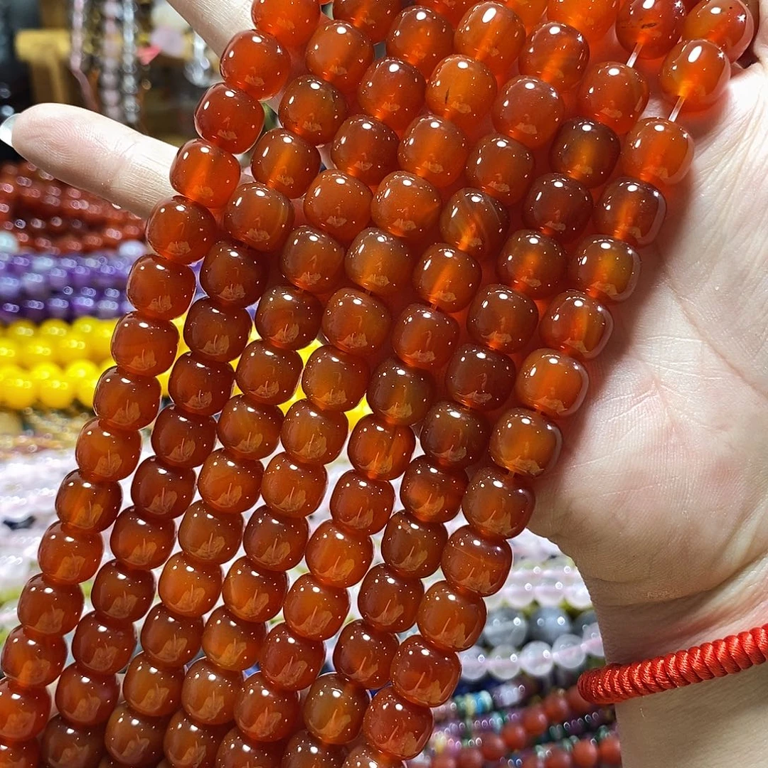 玛瑙/玉髓未镶嵌珠宝半成品红玛瑙老型一条卡11mm