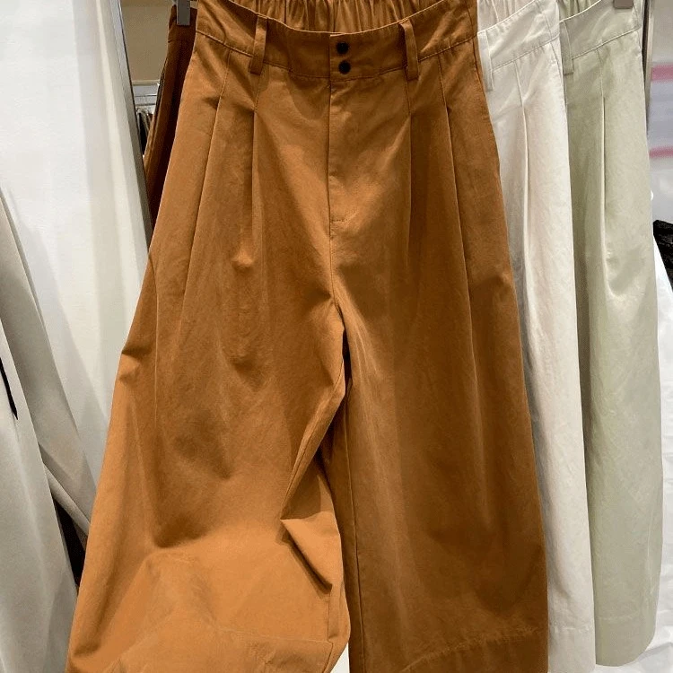 2025时尚休闲夏季高腰韩系简约风高级阔腿裤女款时髦直筒气质潮