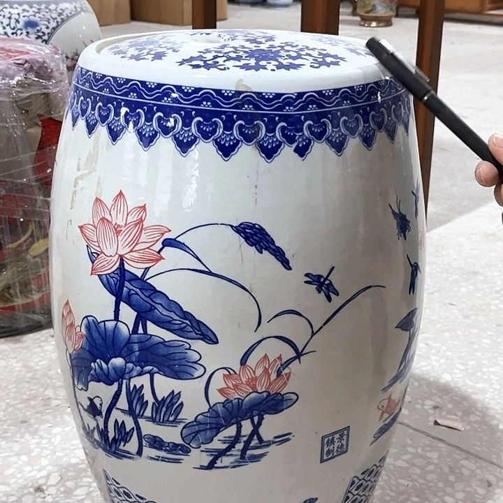 瓷片景德镇陶瓷米缸摆件
