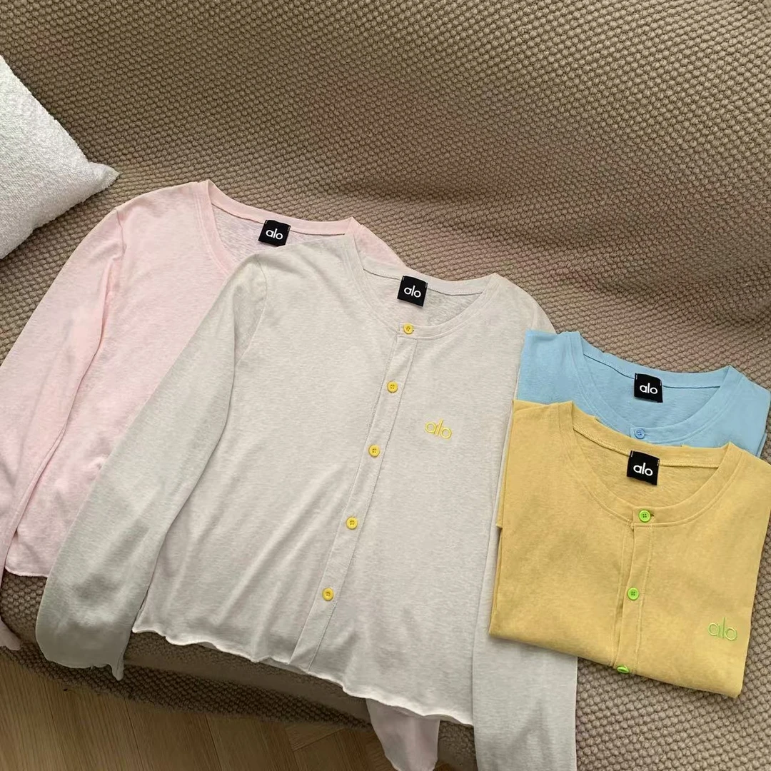 素心轻奢 2025春夏韩系显瘦减龄字母刺绣麻料长袖开衫13074