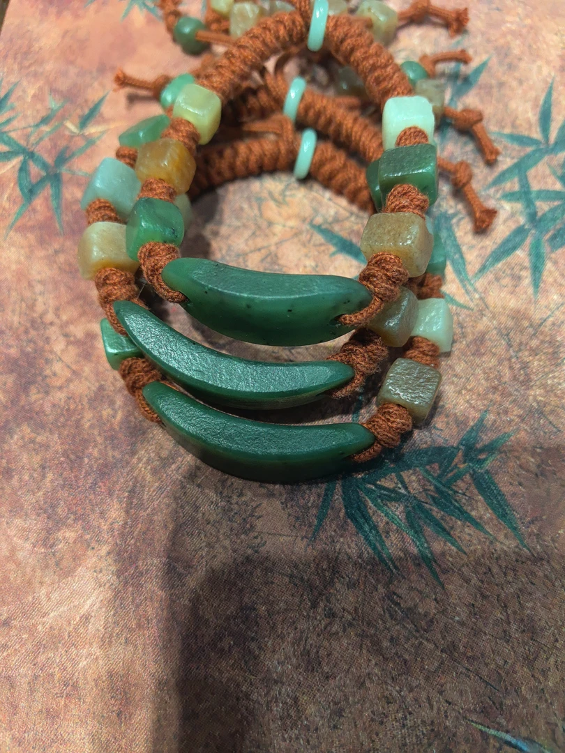 古朴风和田玉国风编绳手牌天然和田玉碧玉多样性发货（拍一发一）