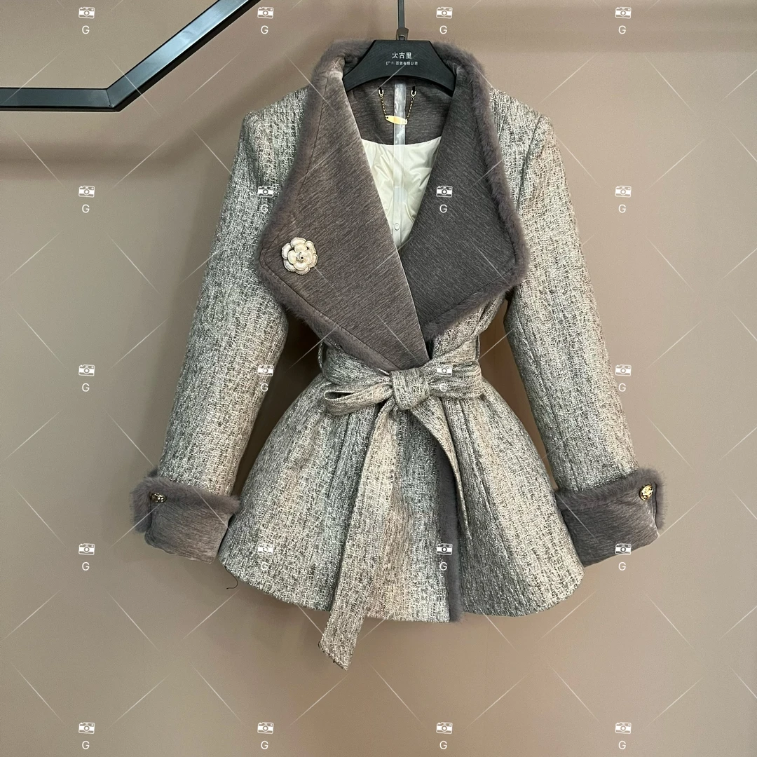 【静】秋冬气质小香风时尚设计师中长款羽绒服 GS-57963