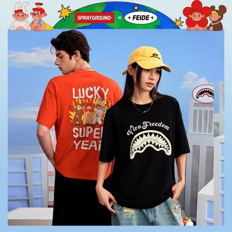 【FEIDE联名】SPRAYGROUND鲨鱼嘴短袖T恤印花潮流休闲HD WE130204