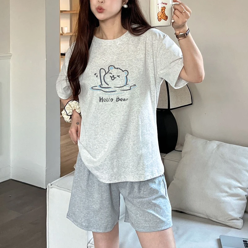 夏季睡衣女纯棉薄款短袖短裤两件套装休闲可爱学生家居服可外穿