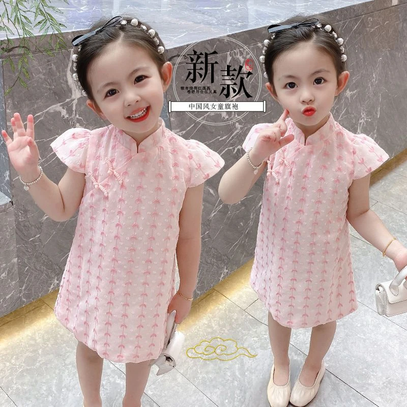 女童中国风汉服夏季新款儿童洋气旗袍连衣裙小女孩碎花公主裙3424