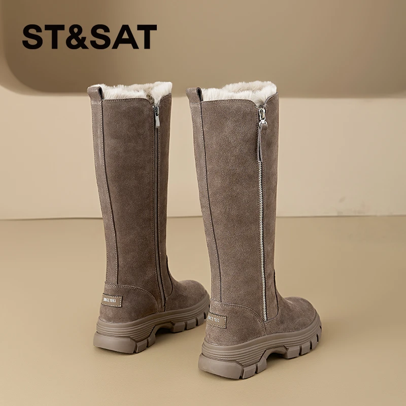 星期六骑士雪地靴2025新款冬季女士休闲拉链长靴长筒加绒爆款棉靴