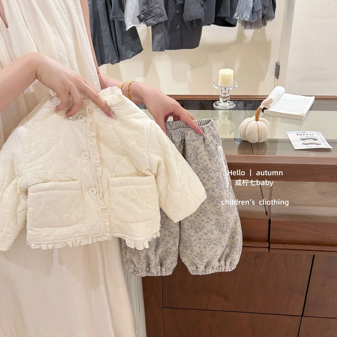 【咸柠七】冬季新款童装女童刺绣重工棉服儿童洋气百搭保暖棉衣外套