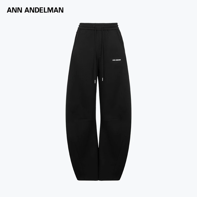 ANN ANDELMAN25早春时尚休闲黑色宽松抽绳弯刀休闲裤