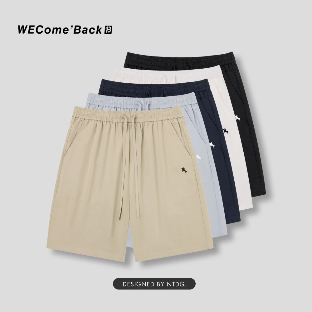 夏季休闲直筒短裤战马刺绣抽绳短裤 90381