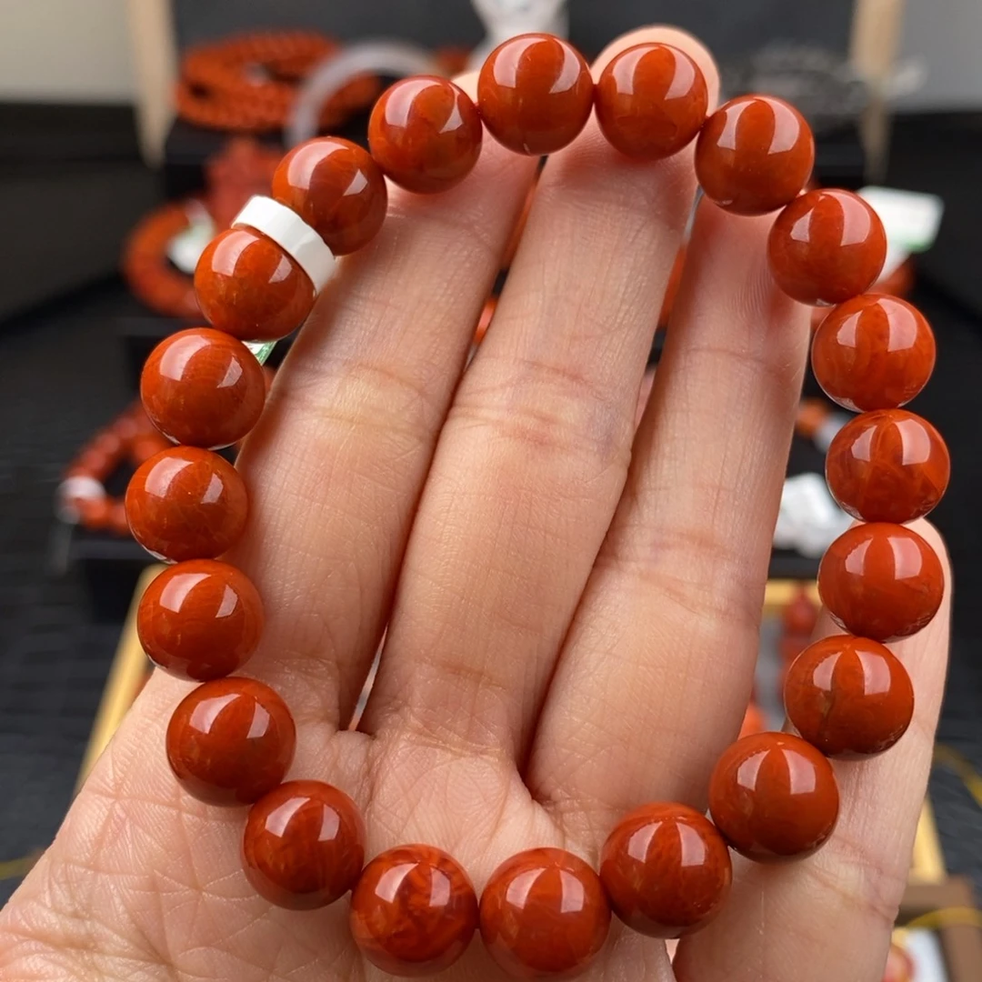 南红玛瑙未镶嵌四川凉山火焰纹手串10mm