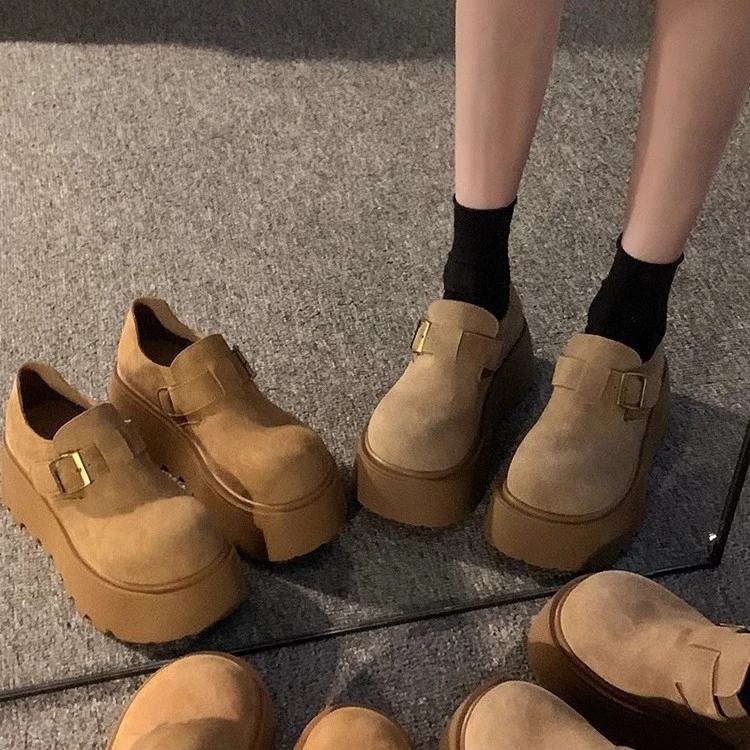 勃肯鞋厚底2025春季新款松糕增高小个子乐福鞋女复古单鞋小众爆款