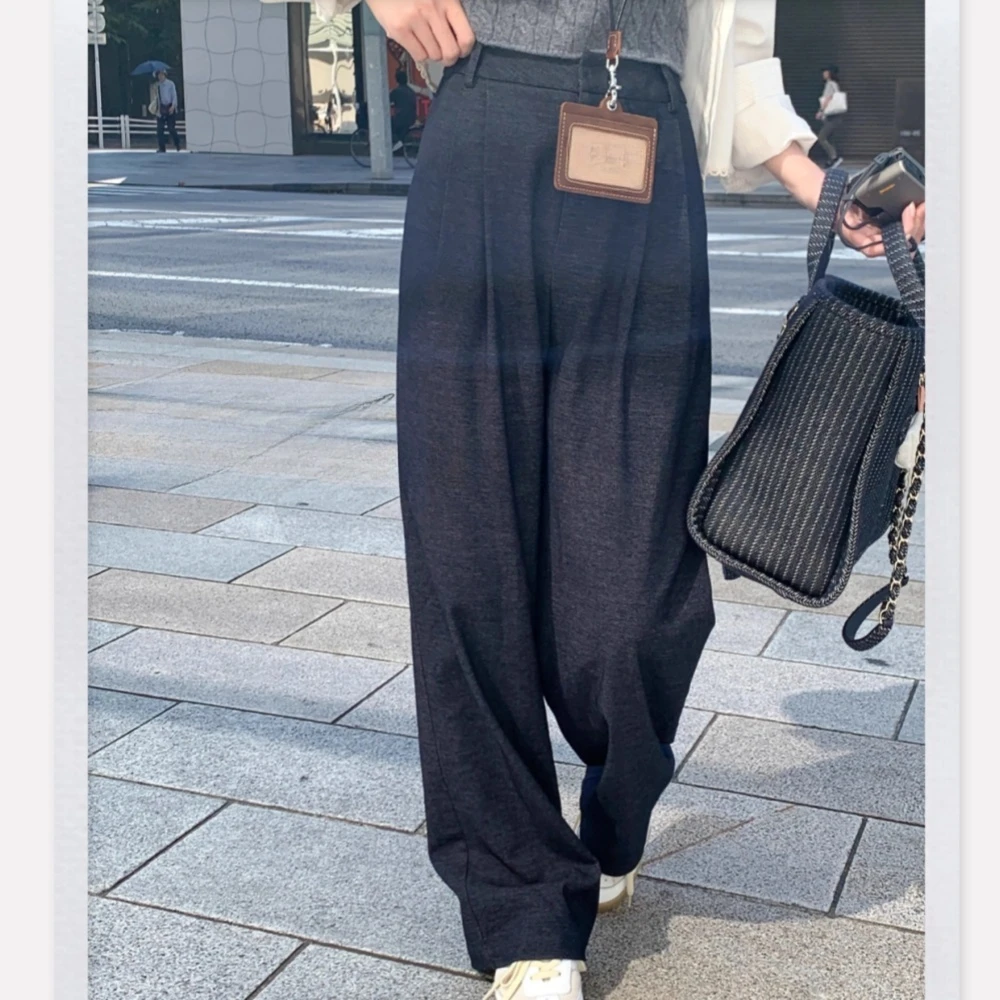 早秋新款“有点东西！”休闲裤女显瘦拖地裤西装长裤裤子CK812