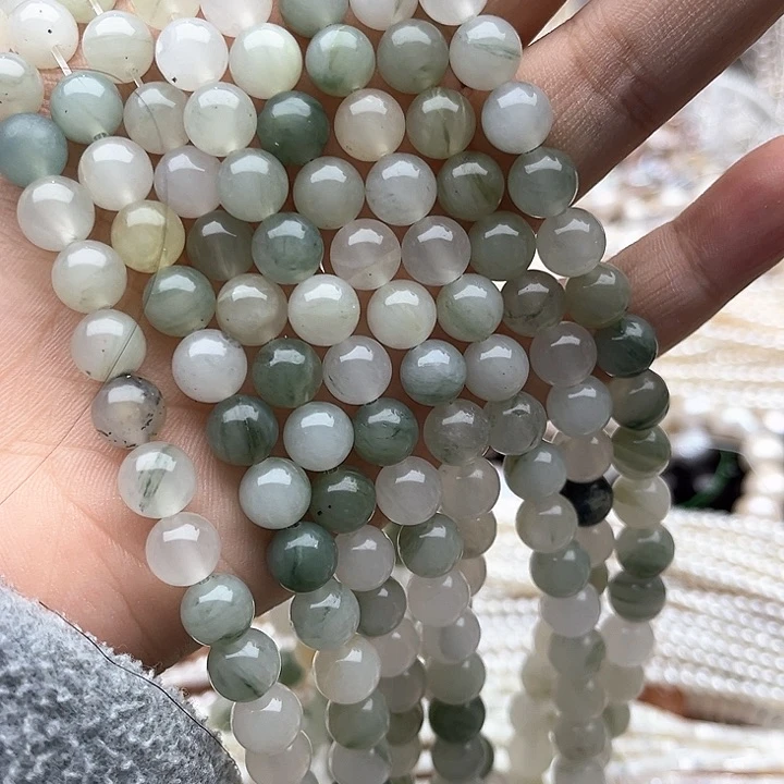 未镶嵌玛瑙/玉髓珠宝半成品2条8mm左右天山翠