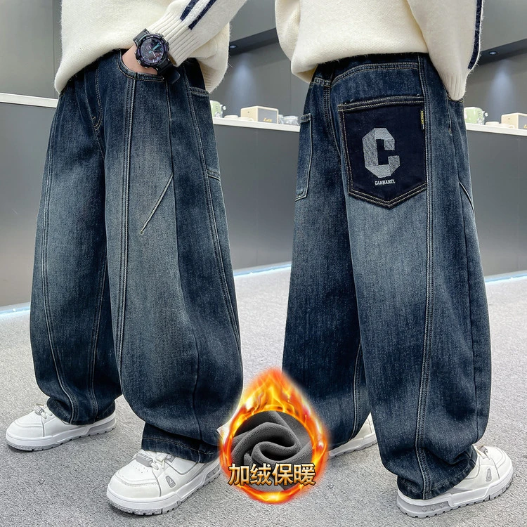 裤子休闲冬季字母绣花男童中大童