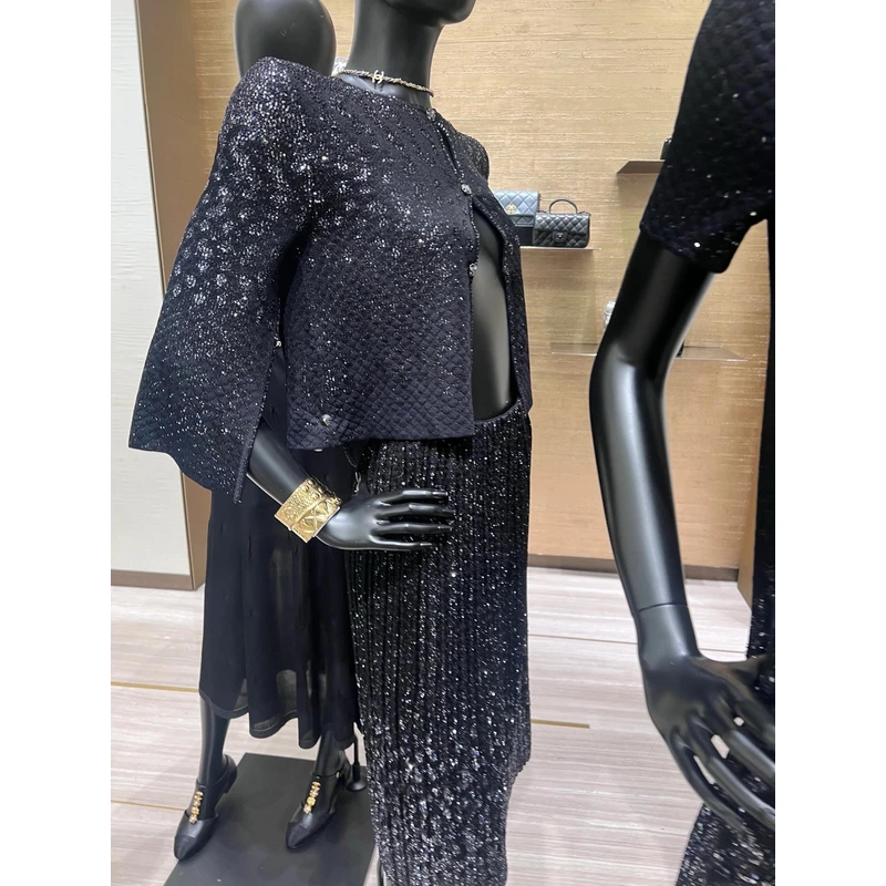 【LJ】香家新款喇叭袖银色珠片开衫