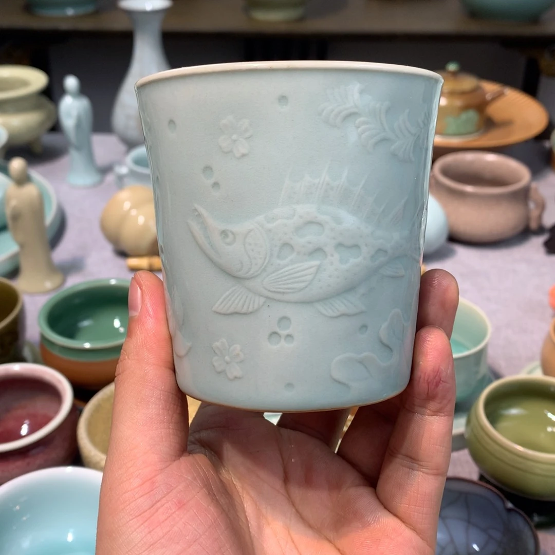 龙泉青瓷粉青可乐杯