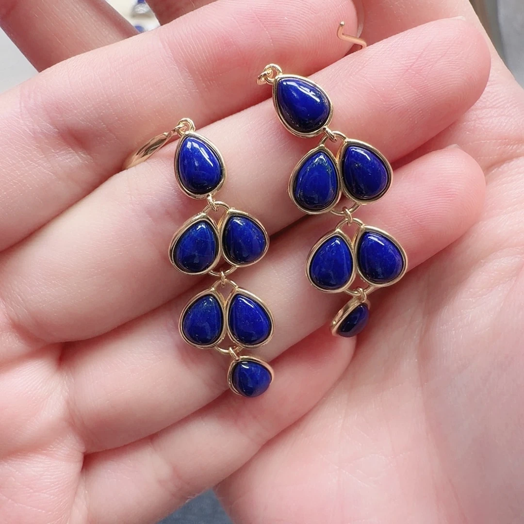 青金石未镶嵌耳饰82