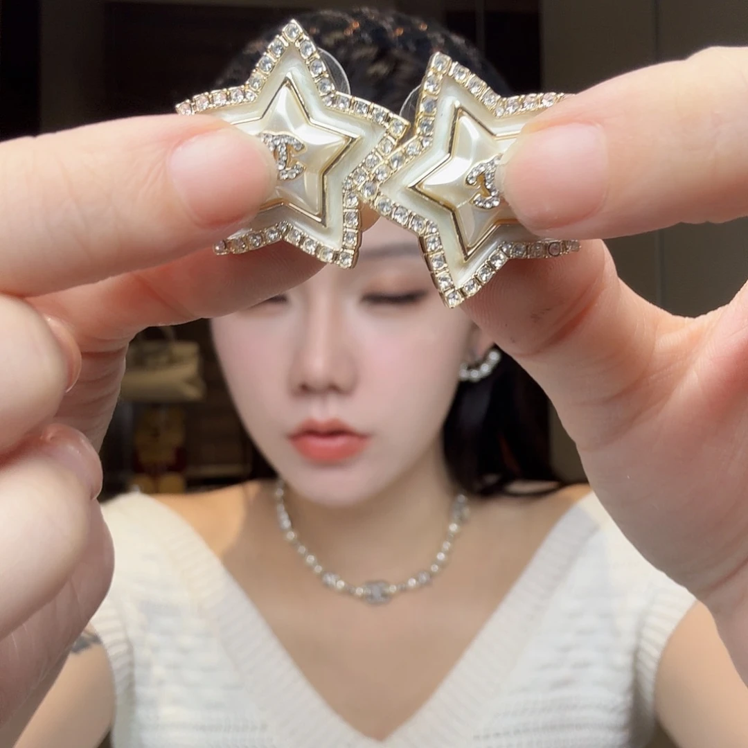 大理石纯铜香香星星耳环