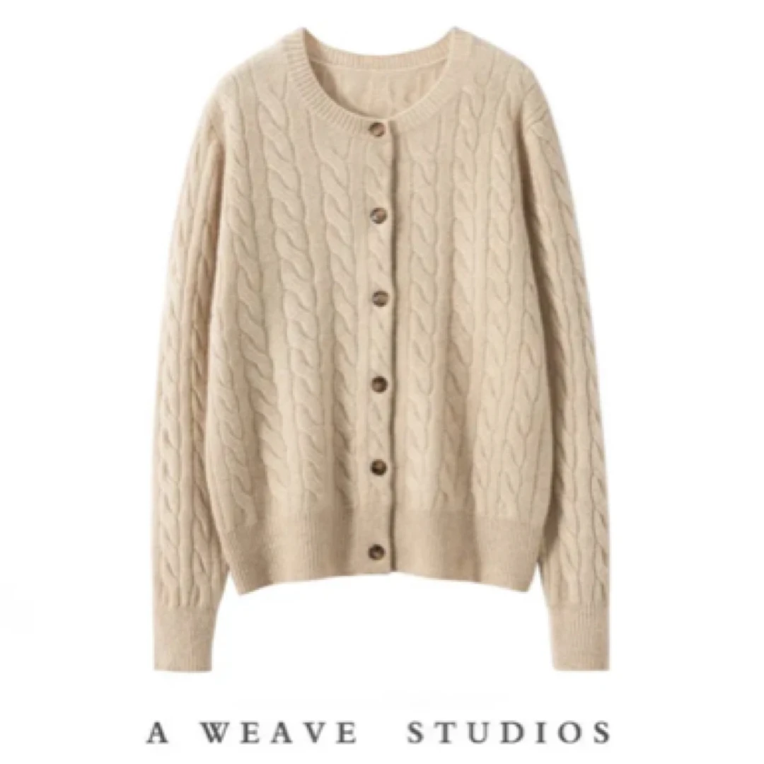 【君之】“轻舞”100%羊绒重工扭花针织开衫外套女