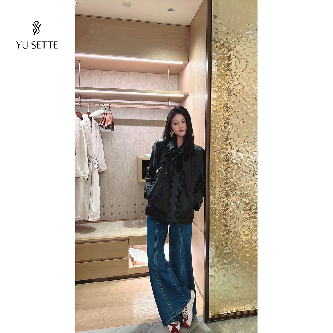 遇儿推荐【自在牛仔】蓝色高级质感高腰喇叭裤20250010