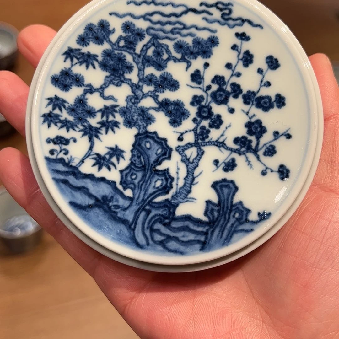 御溪柴窑岁寒三友盖置