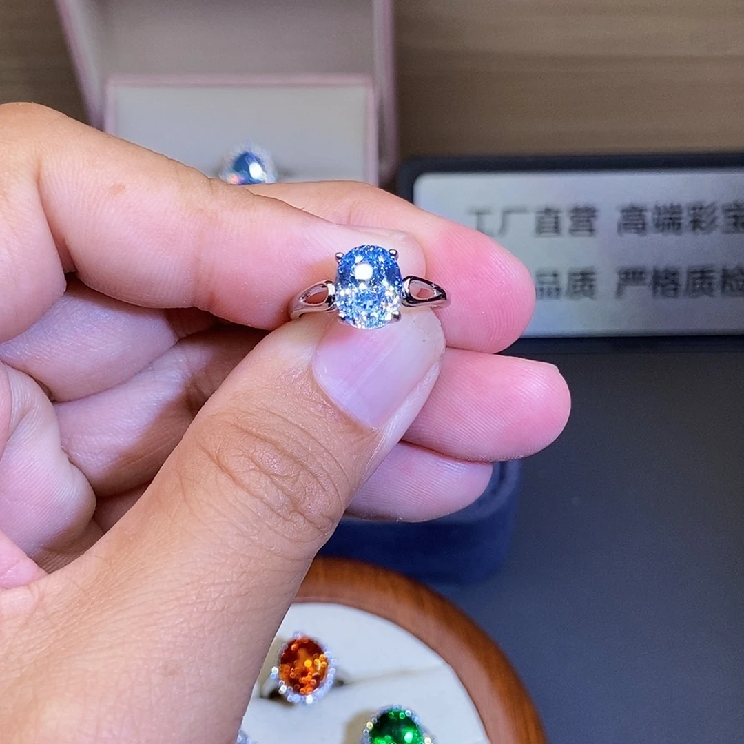 碧玺银S925镶嵌戒指