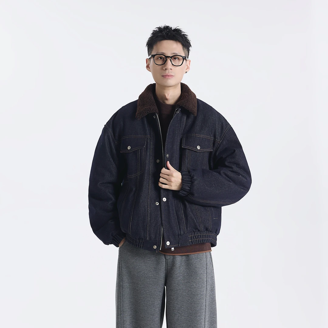 GCCDUPE77『苏尔米克』原浆丹宁洗水牛仔正反两穿羔羔毛夹克外套