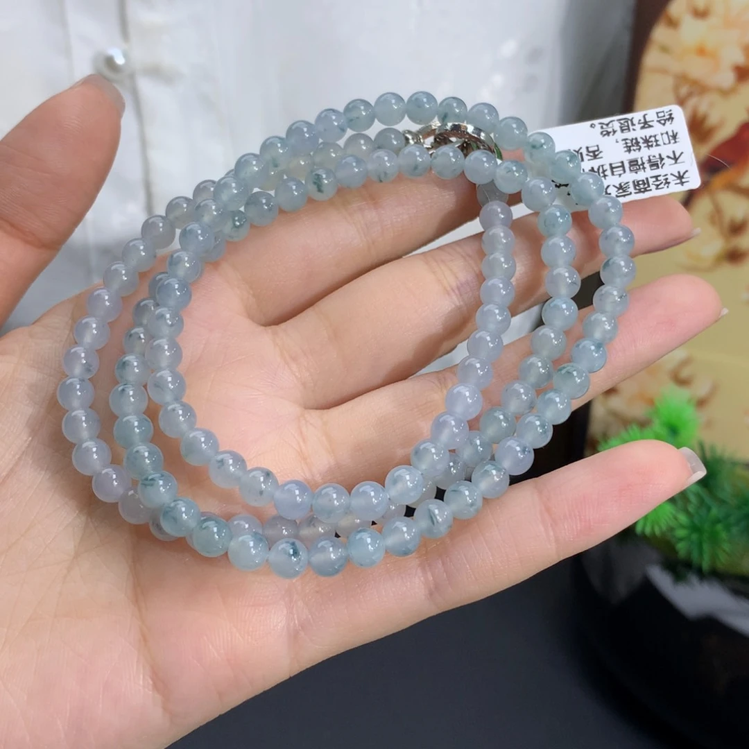 未镶嵌手串翡翠卡5.2冰胶蓝底飘蓝花