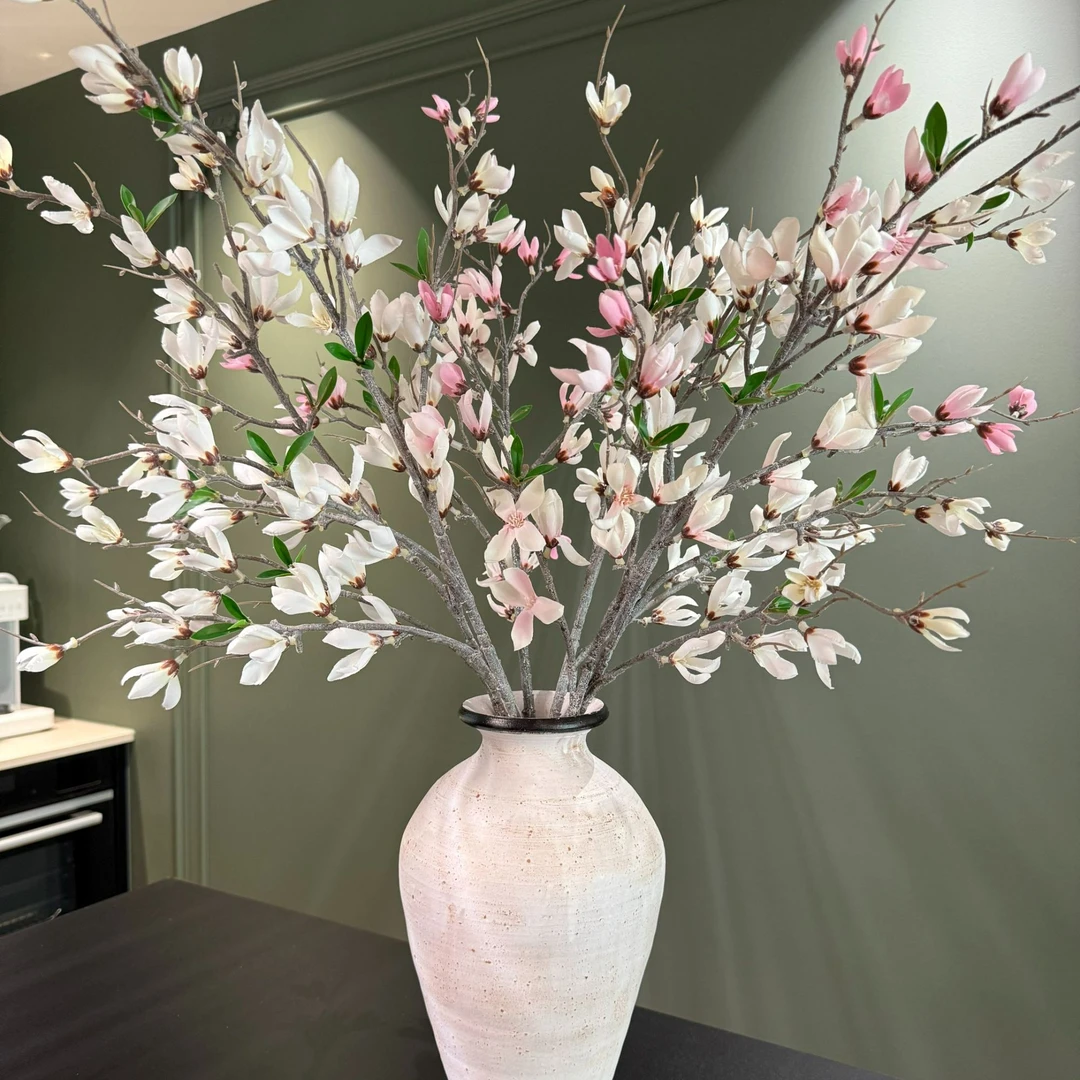 掬涵【推荐】高档新中式仿真玉兰花客厅摆设餐桌插花高档装饰花摆件