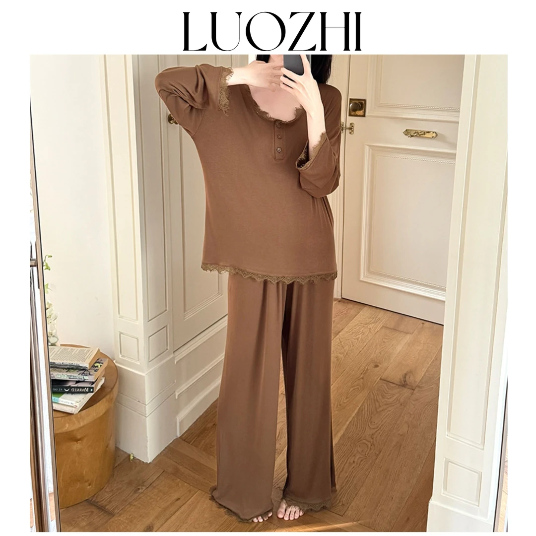 【一喜专享】LUOZHI罗芝·定制款蕾丝拼接家居服NY1012