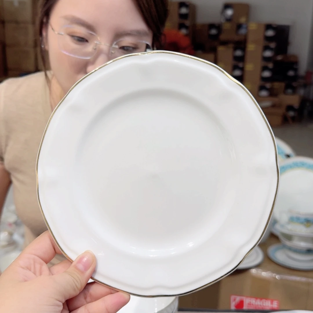 骨瓷骨瓷8英寸20cm平盘4只外贸骨瓷