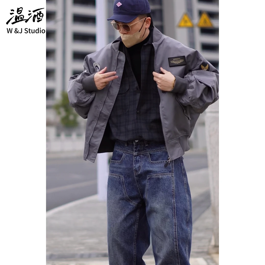 【硬朗感飞行夹克】短宽阔版男生春季飞行夹克外套