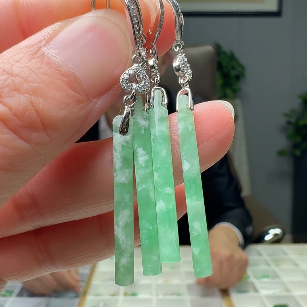 翡翠银S925镶嵌耳饰多样性发货其一