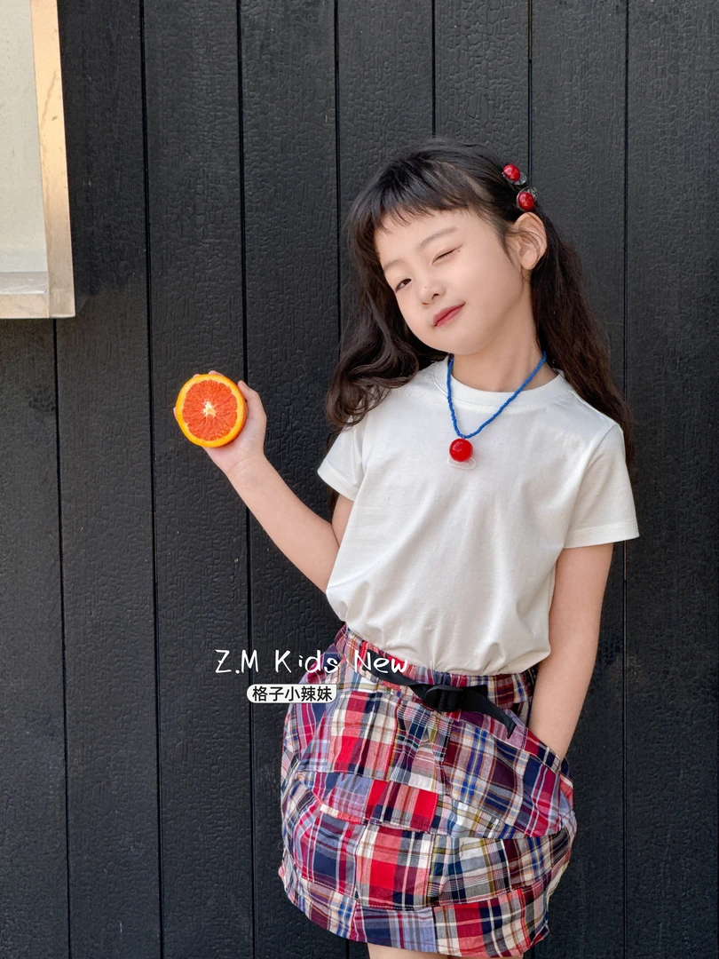 【格子小辣妹】2025儿童夏季裙裤短裤短裙红格子裙女童半裙N-65088