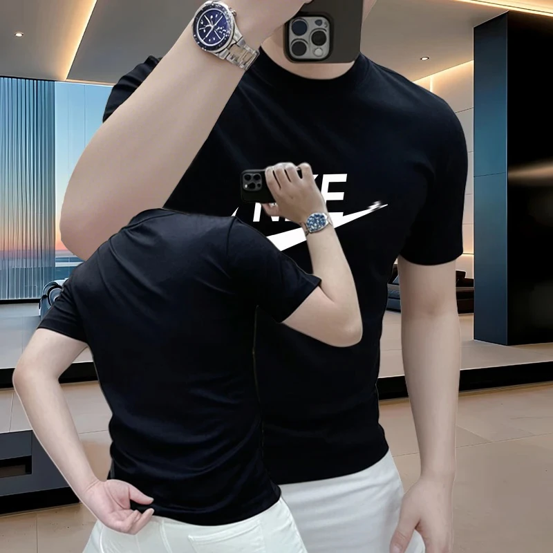 美式潮牌男士纯棉短袖t恤夏季休闲百搭高级感男装圆领半袖T恤上衣