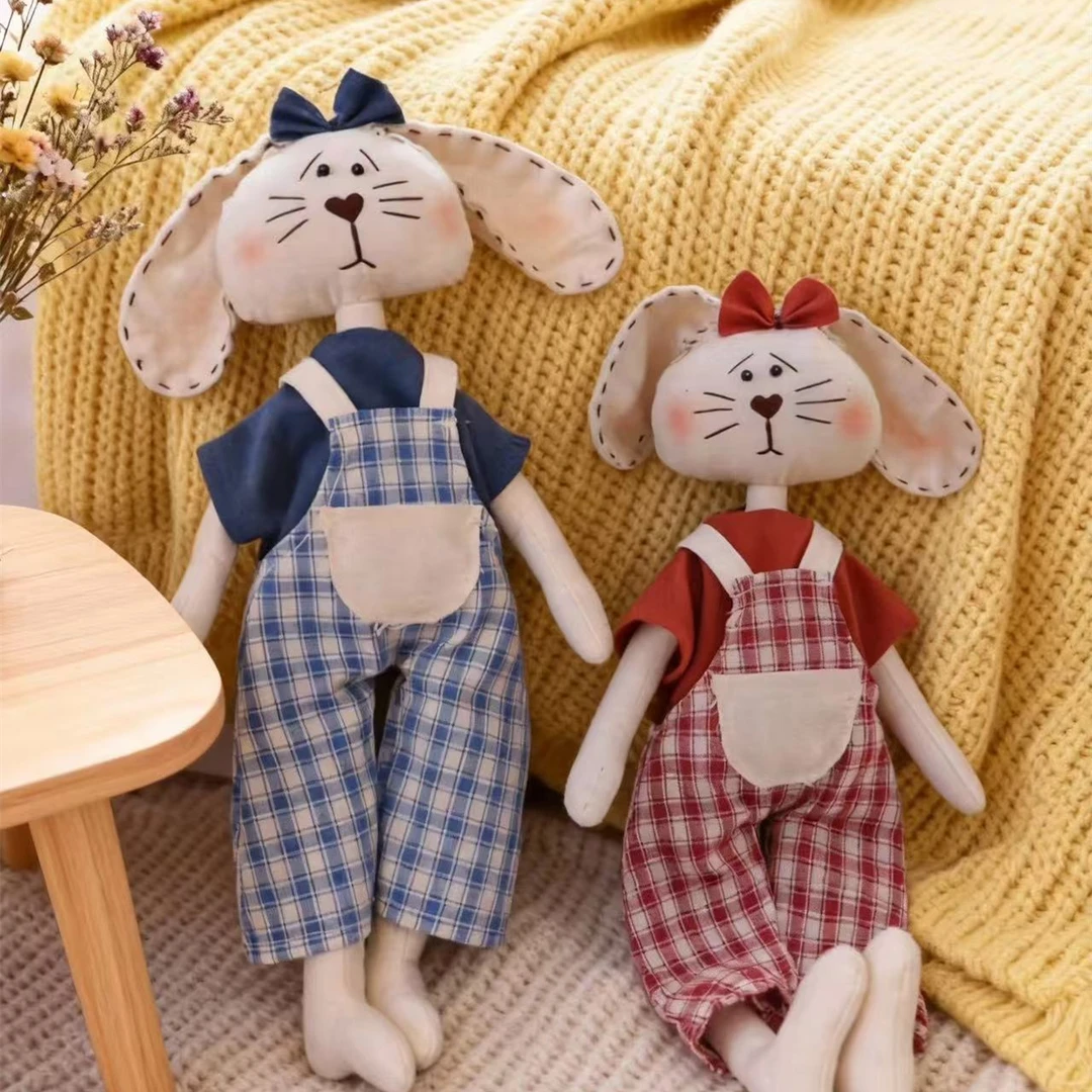 手作玩偶-纯棉布艺兔子手工娃娃摆件