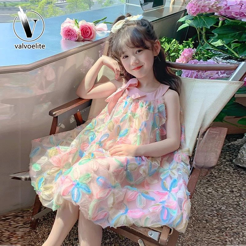 VALVOELITE女童夏装连衣裙2025新款网纱裙子中大童蓬蓬纱公主裙子
