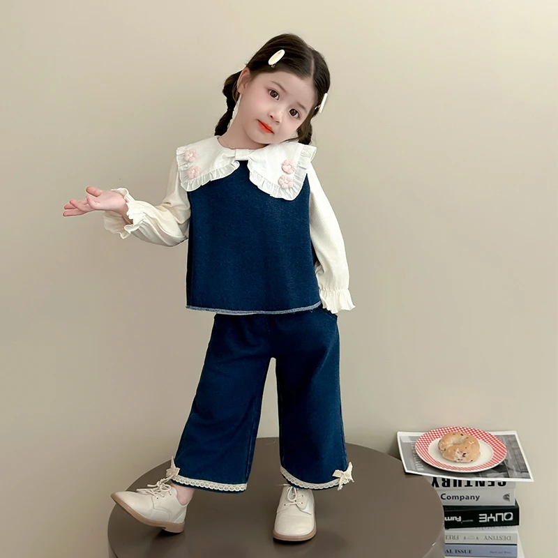女童牛仔套装秋装2025新款儿童春秋装韩版潮款女宝秋季时髦三件套