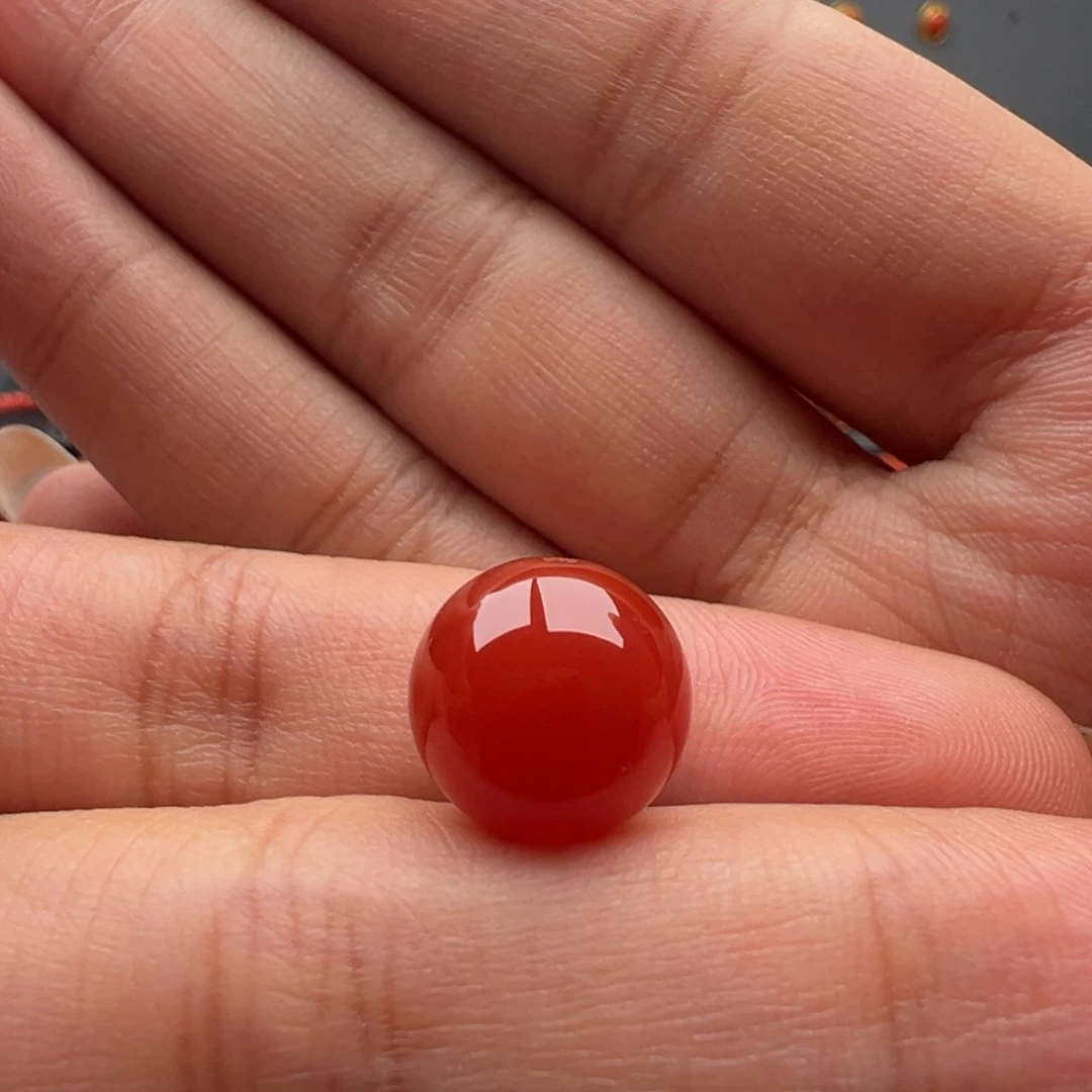 南红玛瑙未镶嵌圆珠12.3锦红