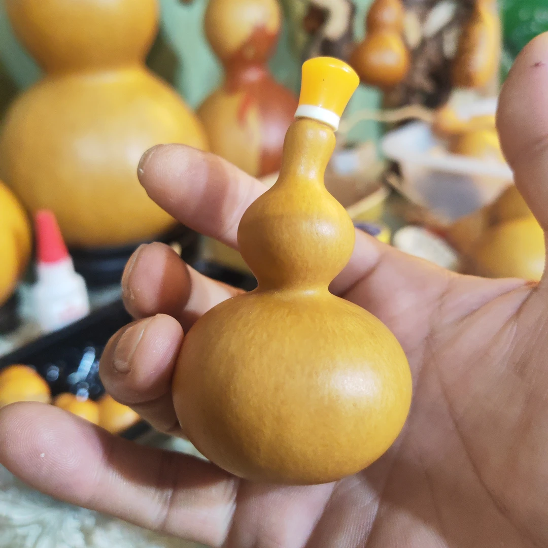 天然葫芦烙画手捻小葫芦独把蒜头天然文玩葫芦收藏手把件