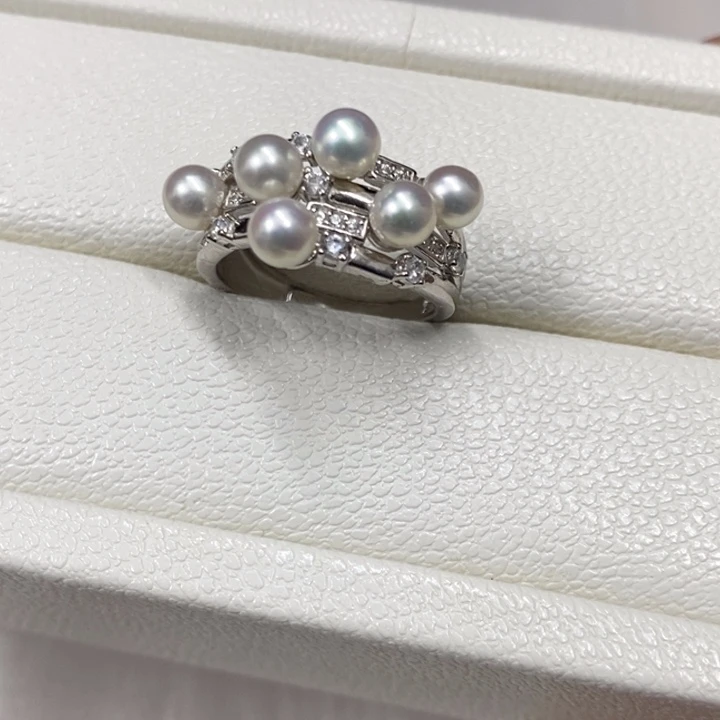 银S925镶嵌戒指淡水珍珠，链接13