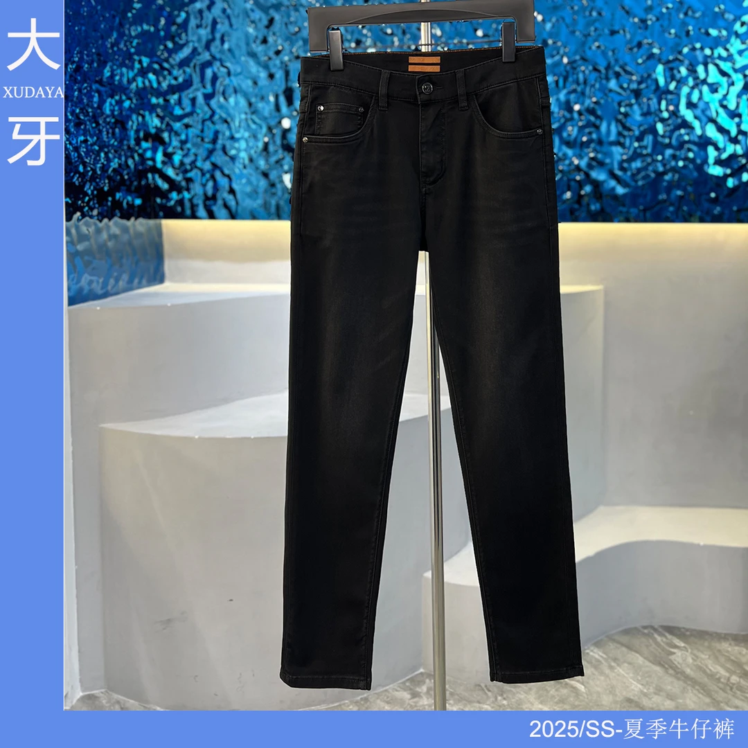 【大牙】927#薄款深灰色牛仔裤男2025夏季男时尚弹力修身小直筒