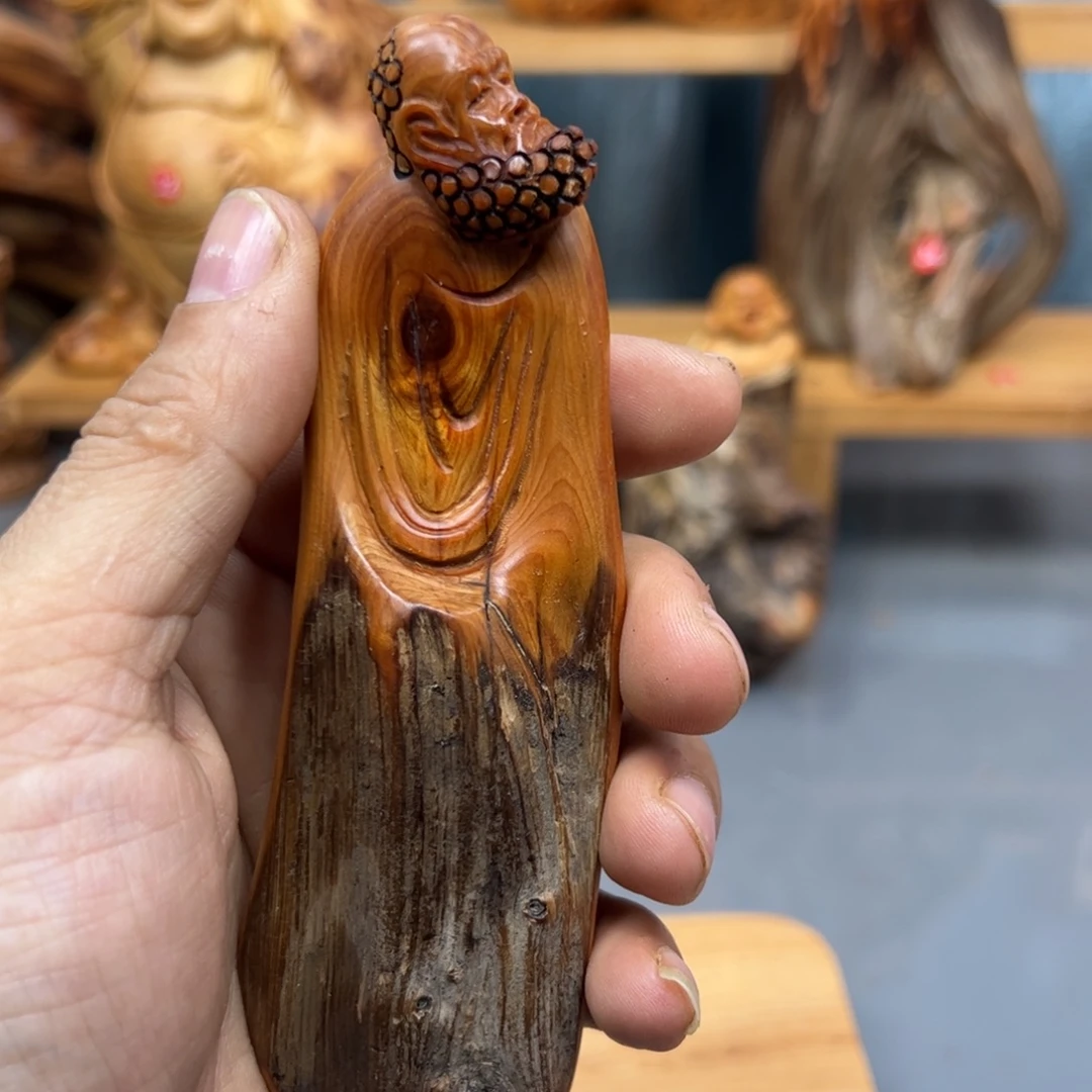 林***河木崖柏木摆件手把件