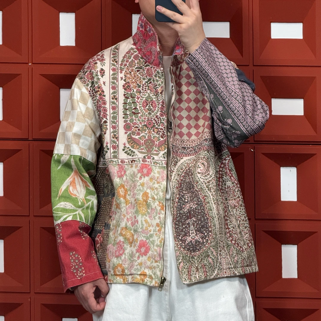 HK&NB x 复古民族风 春秋轻奢多元素拼色潮流宽松休闲时尚夹克