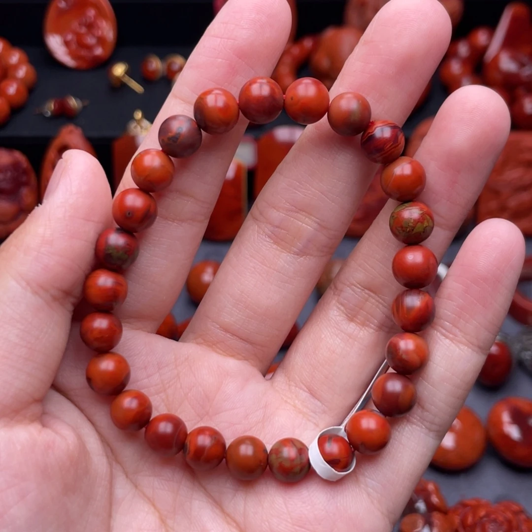 南红玛瑙未镶嵌珠宝奇石单圈8mm