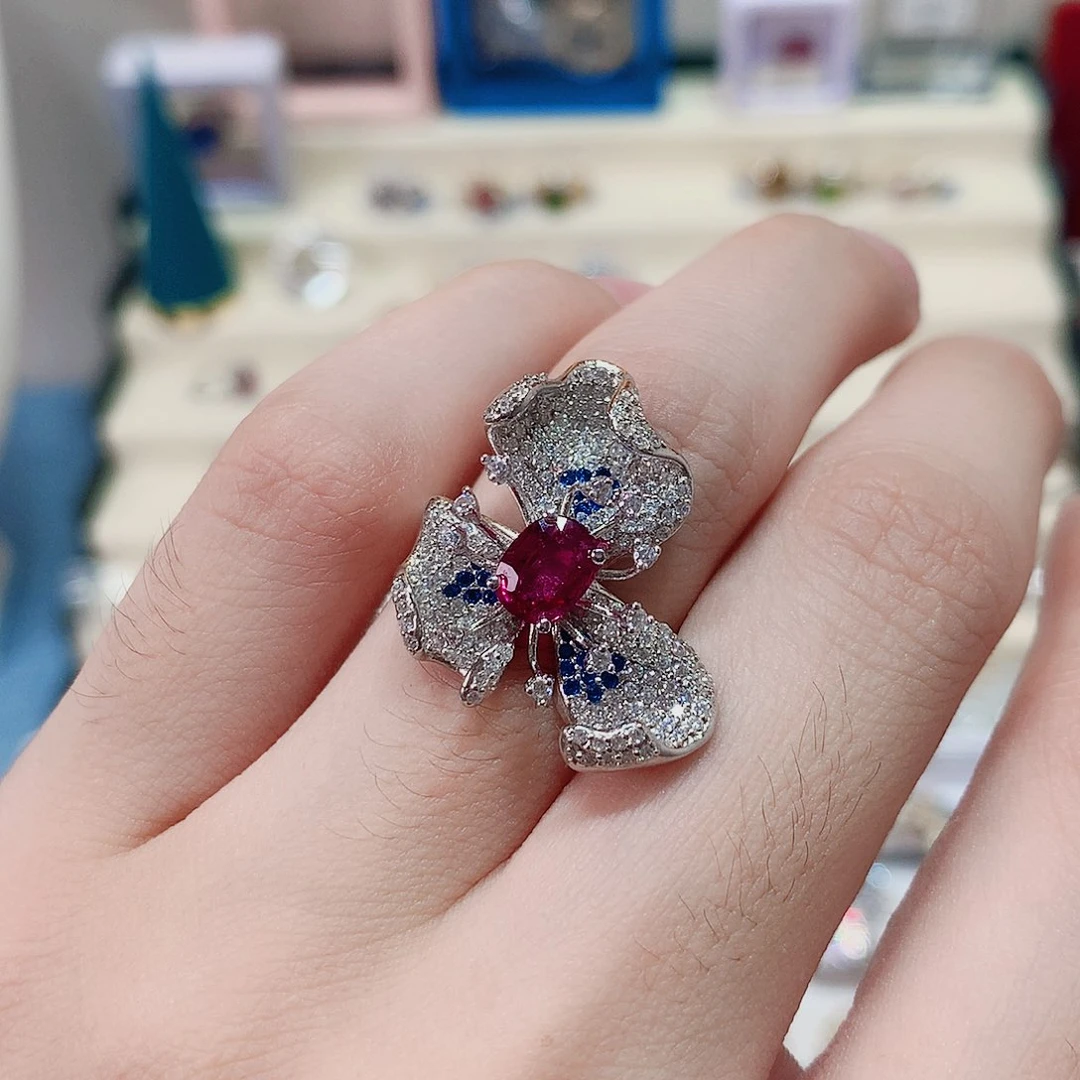 戒指戒指银S925镶嵌碧玺