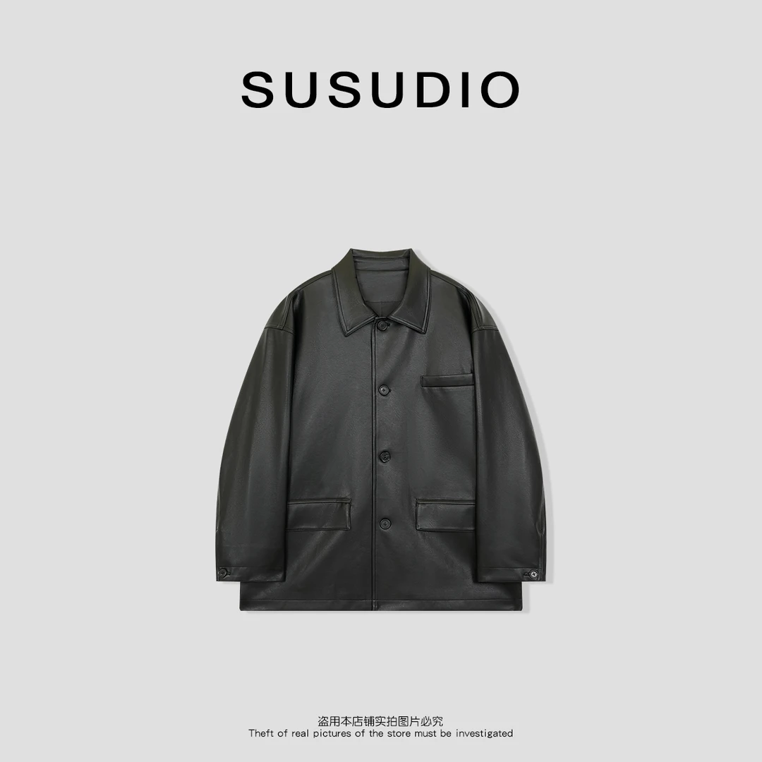 SUSUDIO③ 设计款新潮时尚翻领皮衣外套70121
