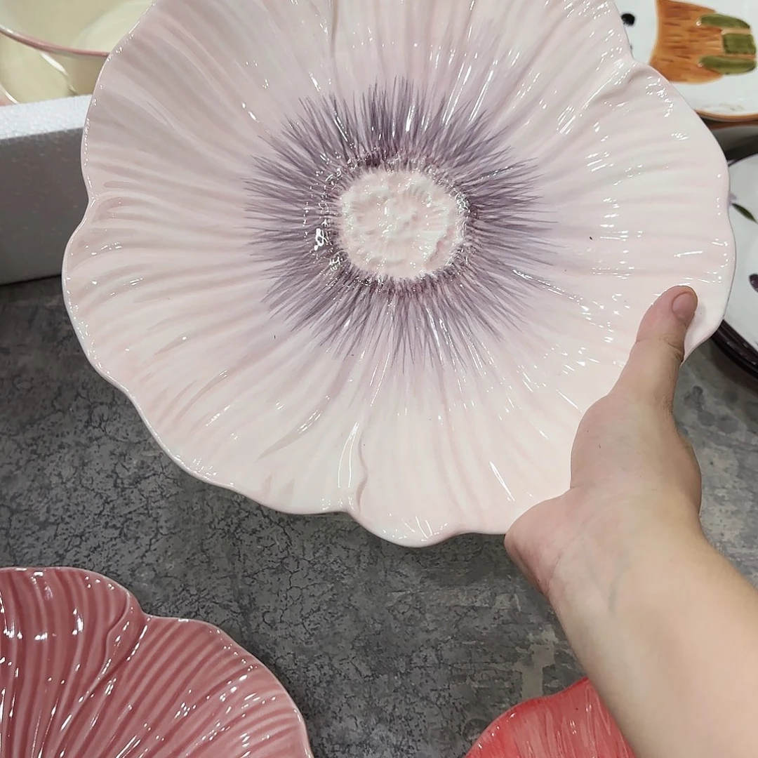 棉麻q****r微瑕一个紫色花平盘