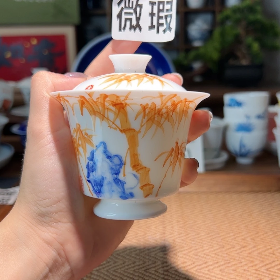 【闪购商品】微瑕 手绘 盖碗