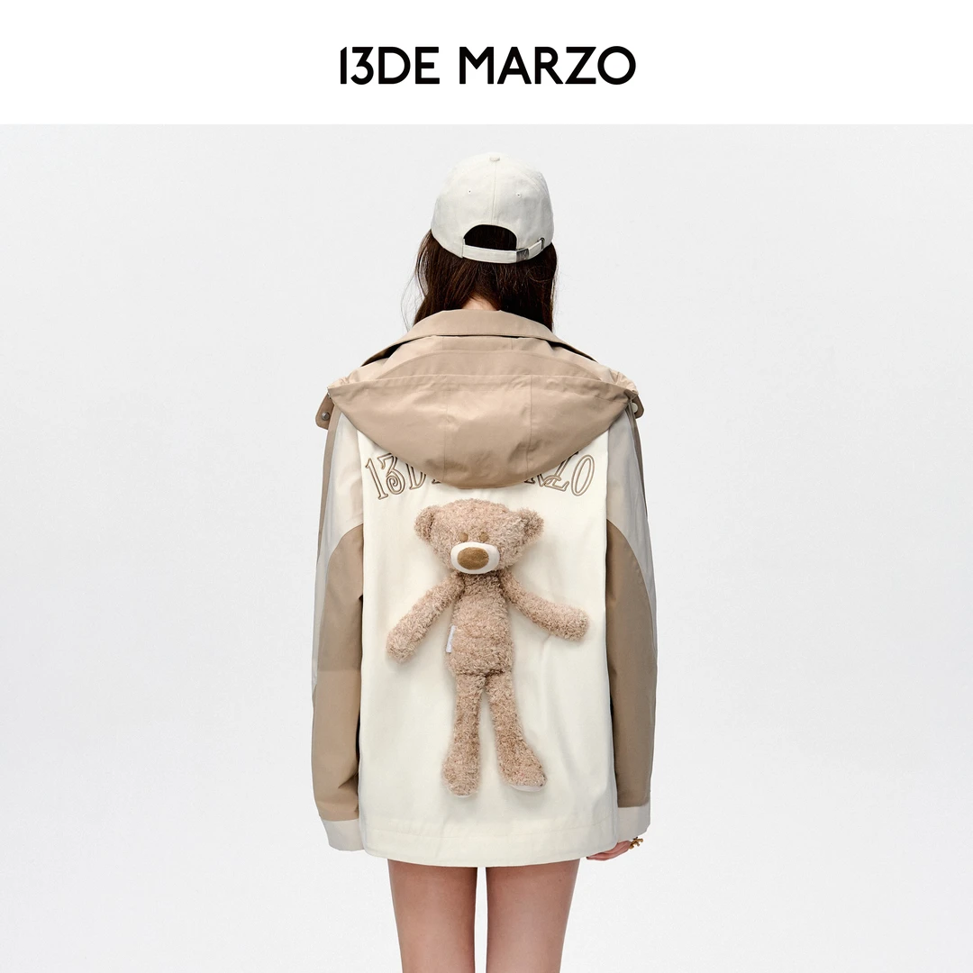 13DE MARZO男女同款拼色防风夹克中长款插肩袖外套专柜同款